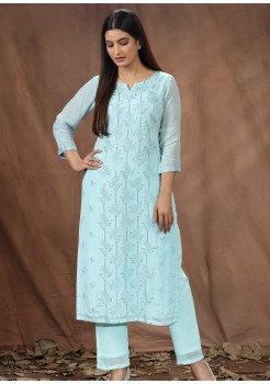 Blue Chinone Designer Kurti
